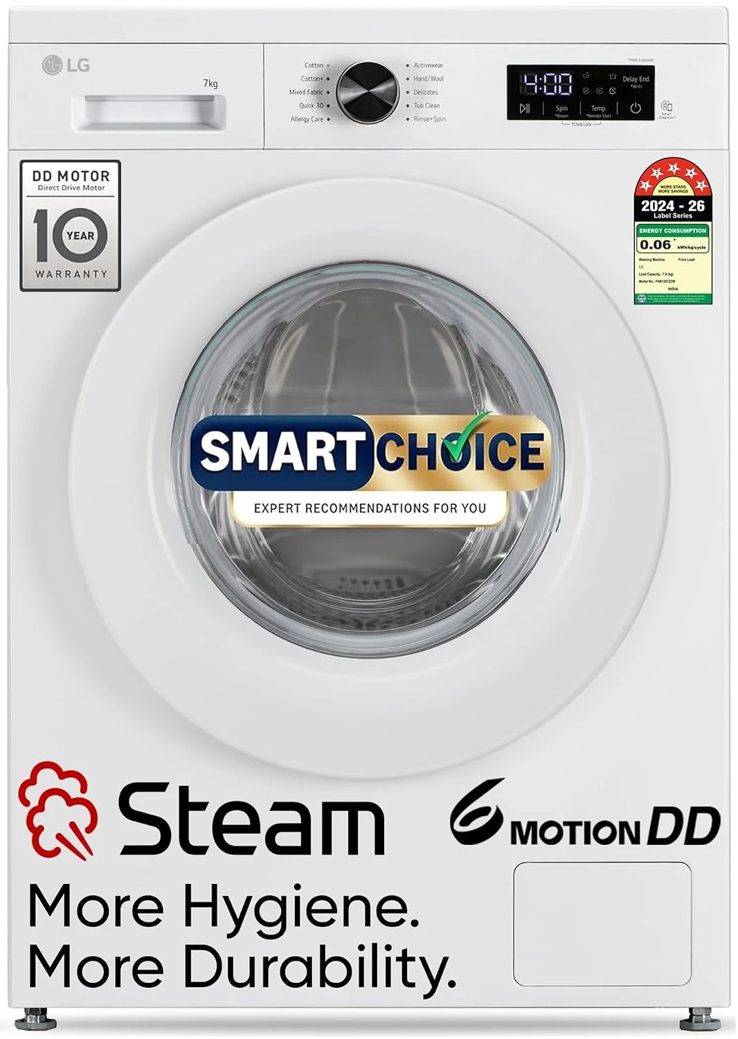Best LG Smart Choice 7 Kg 5 Star Steam Inverter Direct Drive Technology 6 Motion DD Fully-Automatic Front Load Washing Machine (FHB1207Z2W Remove Allergens Stain In-Built Heater Essence White) In-Depth Review: Performance, Specs & Buying Guide