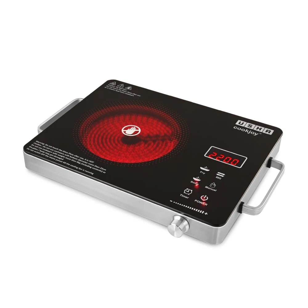 Best USHA IR2200TCB Infrared Induction Cooktop with grill 2200 Watts 11 Power Level 4 Preset Menu Feather Touch Controls Digital display 1 Year Warranty Black In-Depth Review: Performance, Specs & Buying Guide