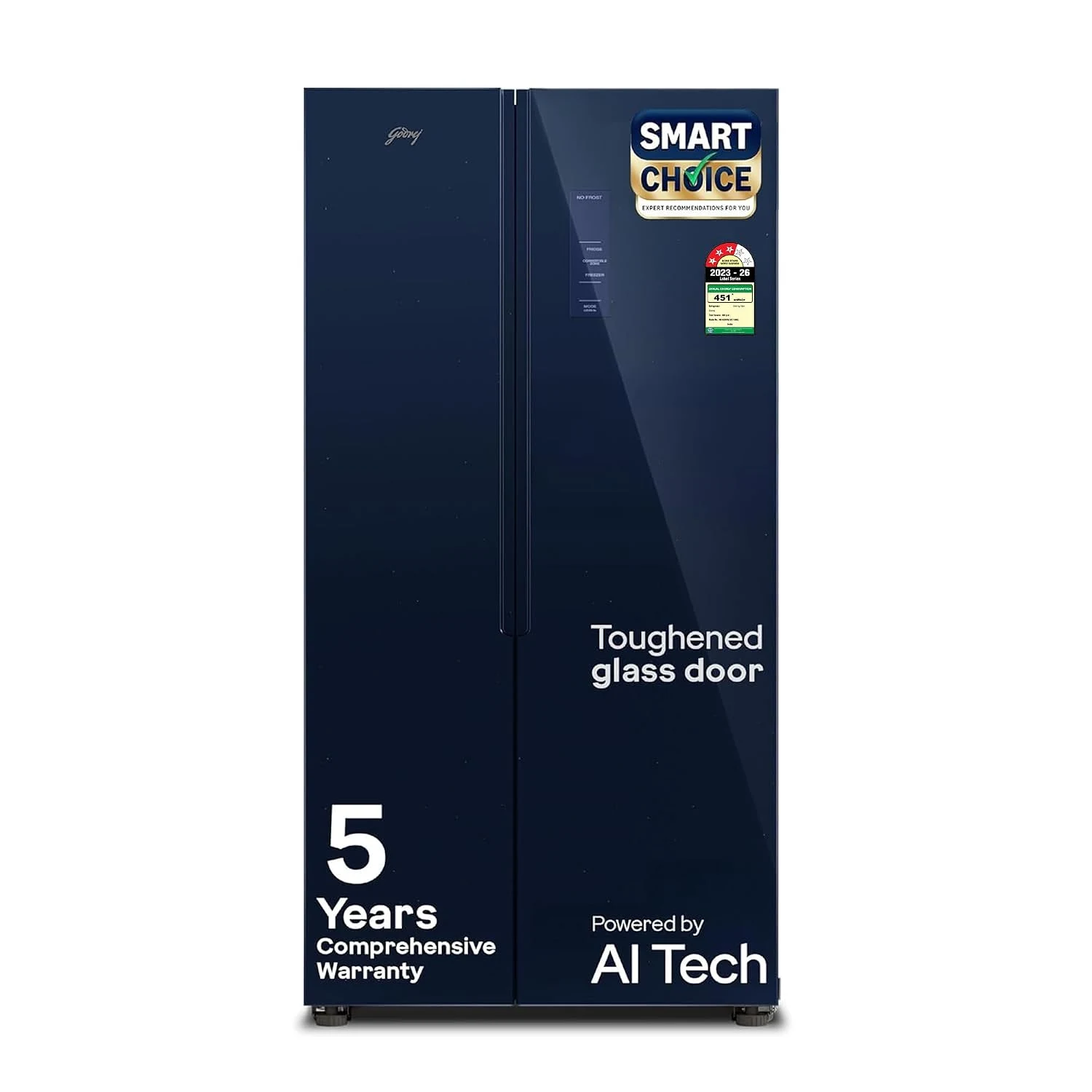 Godrej 600L 3Star 5 Years Comprehensive Warranty Smart Convertible Zones Toughened Glass Door Side by Side Refrigerator (2025 Model RS EONVELVET 646C RIT SM BL Storm Blue) Review (2026): Features, Energy Rating, Pros & Cons