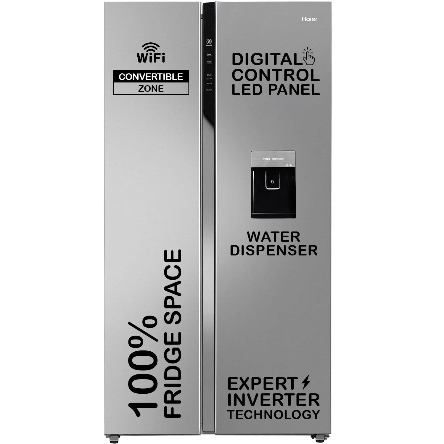 Haier 596 L 3 Star Frost Free Expert Inverter Smart Sense AI enabled 2-Door Side by Side In-built Water Dispenser Refrigerator (HRS-682SWDU1 Shiny Silver Magic Convertible) Review (2026): Features, Energy Rating, Pros & Cons