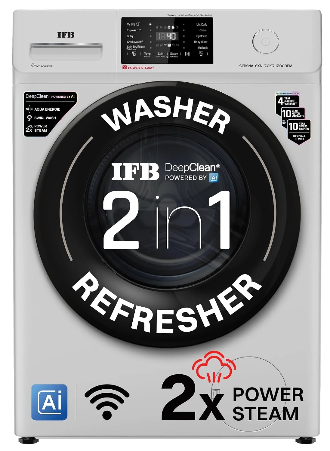 IFB 7 Kg 5 Star 9 Swirl Wash Steam Refresh Eco Inverter Motor WiFi Enabled DeepClean Ai Powered Fully Automatic Front Load Washing Machine(SERENA GXN 7012 2X Power Steam Inbuilt Heater Grey) Hands-On Testing Review (2026): Is It Worth Buying?