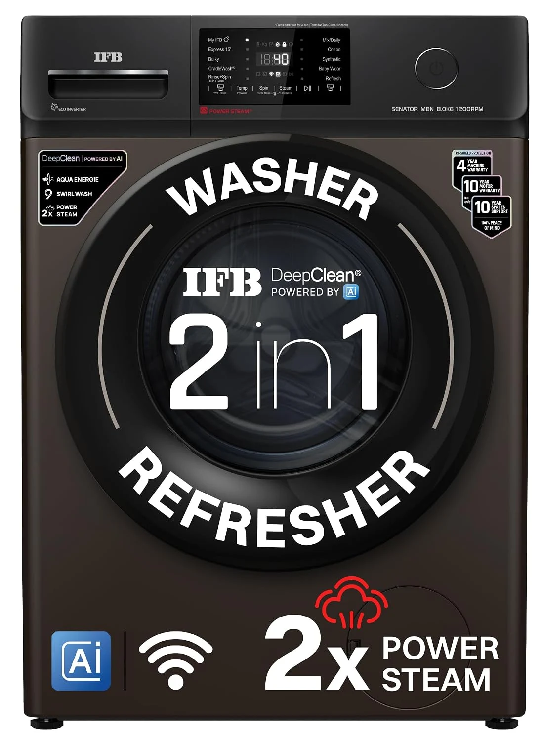 IFB 8 Kg 5 Star 9 Swirl Wash Steam Refresh Eco Inverter Motor WiFi Enabled DeepClean Ai Powered Fully Automatic Front Load Washing Machine(SENATOR MBN 8012 2X Power Steam Inbuilt Heater Mocha) Hands-On Testing Review (2026): Is It Worth Buying?