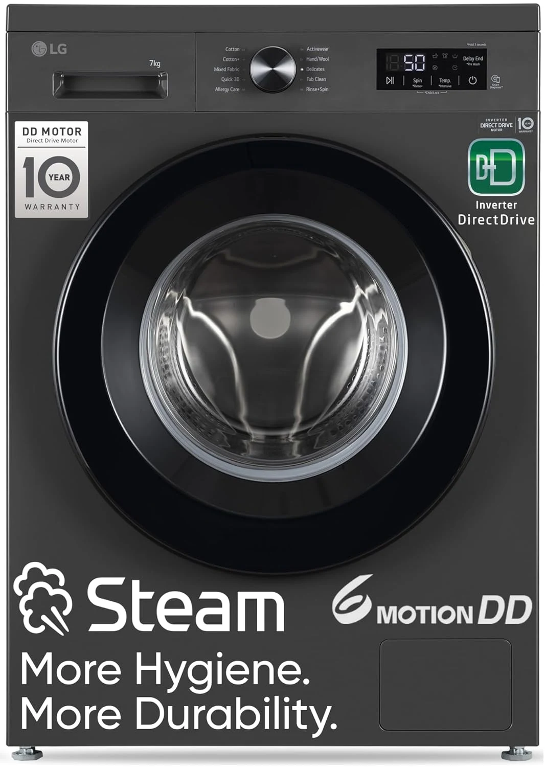 LG 7 Kg 5 Star DD Technology Steam Wash 6 Motion DD Fully-Automatic Front Load Washing Machine (FHB1207Z2M Allergy Care In-Built Heater Touch Panel Middle Black) Review (2026): Features, Energy Rating, Pros & Cons
